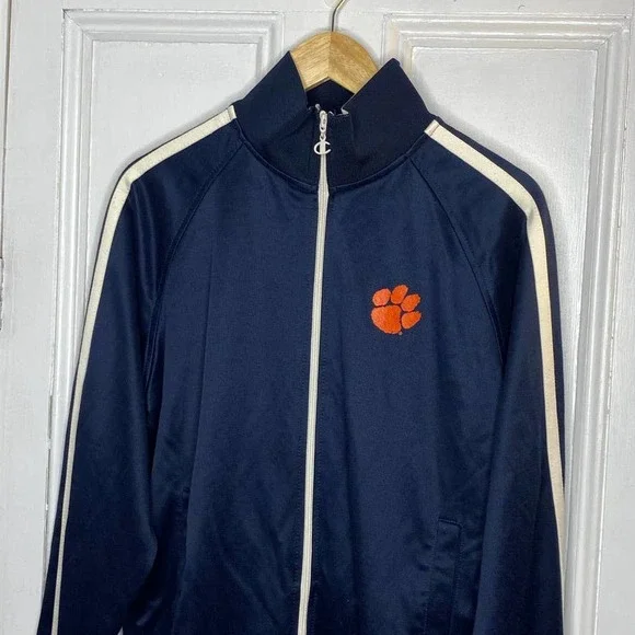 Champion Athletic CLEMSON TIGERS Full Zip Navy Blue Track Jacket MEN'S LARGE - Picture 4 of 11